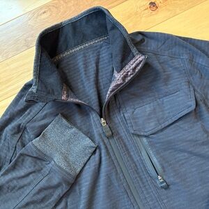 Lululemon Track Jacket Mens Sz L Black Gray Full Zip Knit Vented Sweatshirt